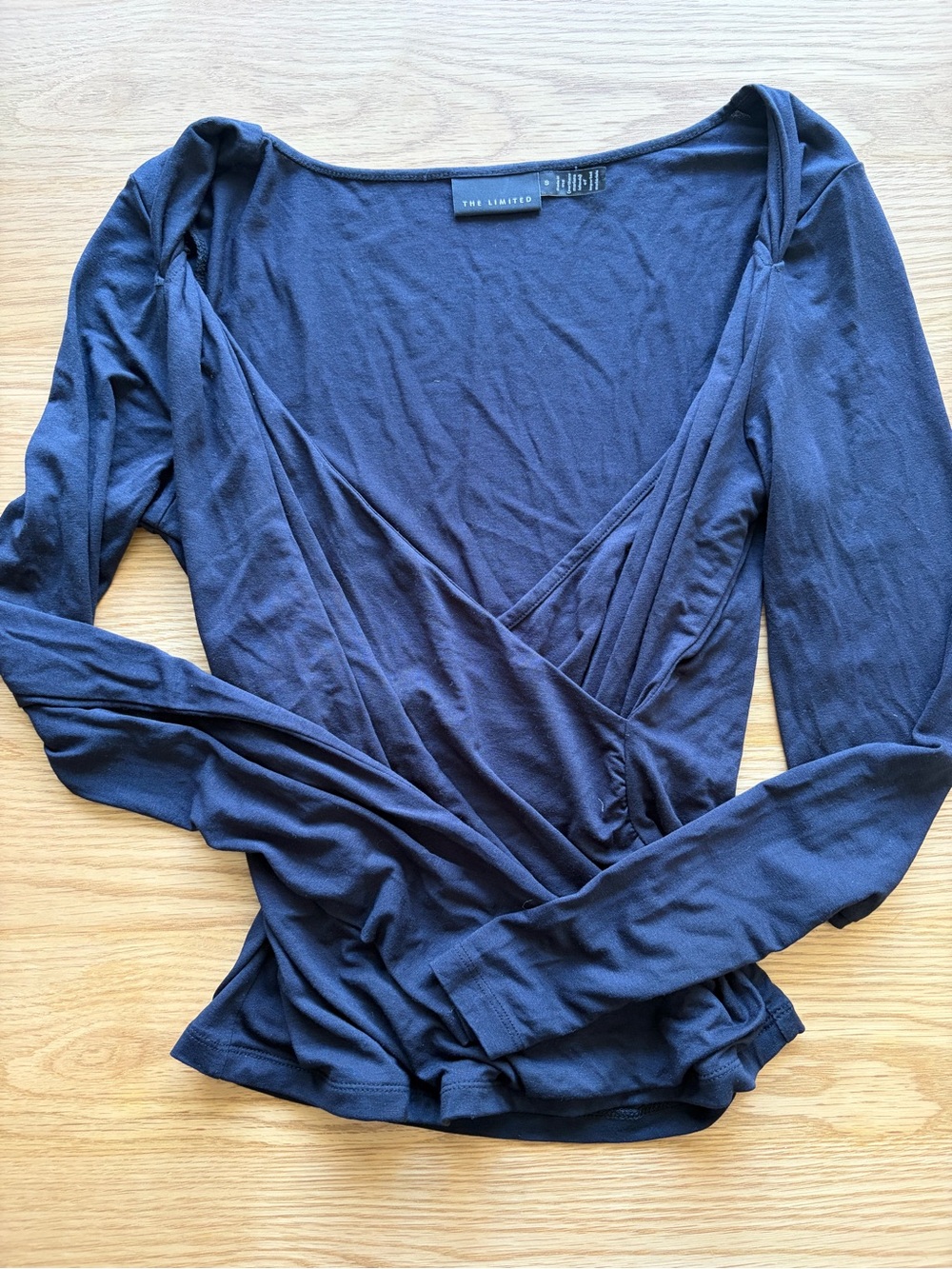 The Limited Black Wrap-Style Long Sleeve Top